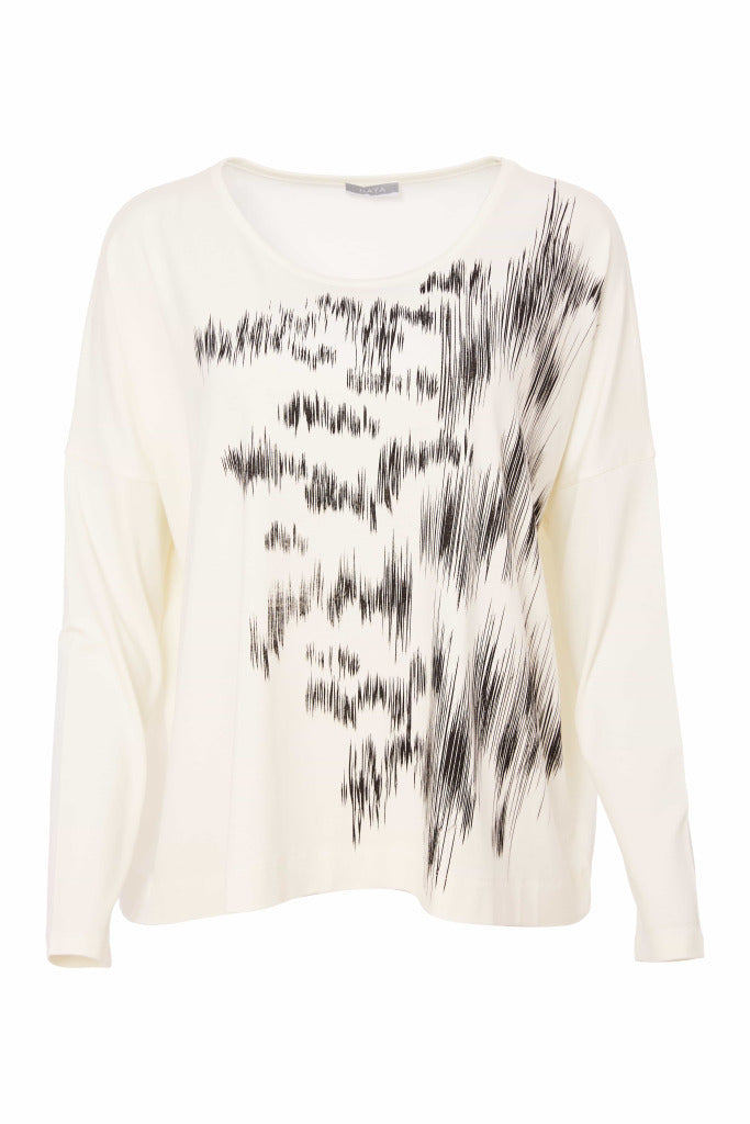 Naya Brush Print Round Neck Top