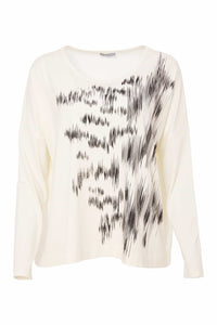 Naya Brush Print Round Neck Top