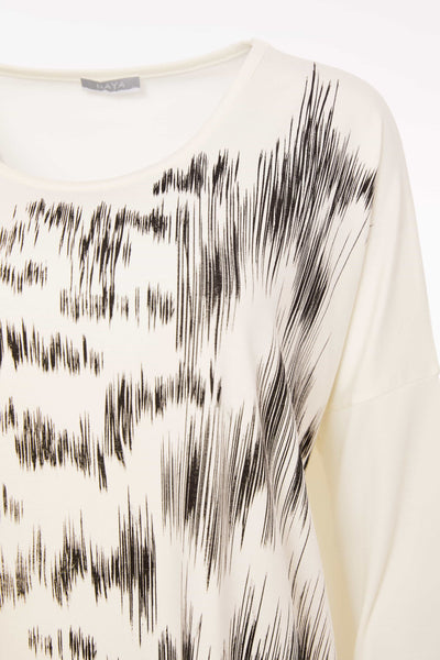 Naya Brush Print Round Neck Top