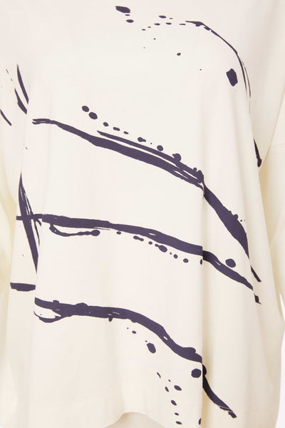 Naya Brush Stroke Placement Top Navy
