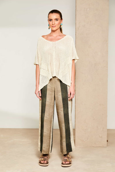 Naya Wide Stripe Scratch Trouser With Slit