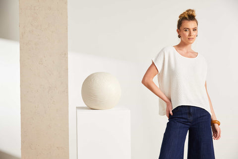 Naya Round Neck Embossed Top