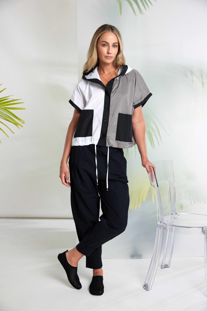Naya Two Tone Hooded Jacket With Contrast Panel And Pockets
