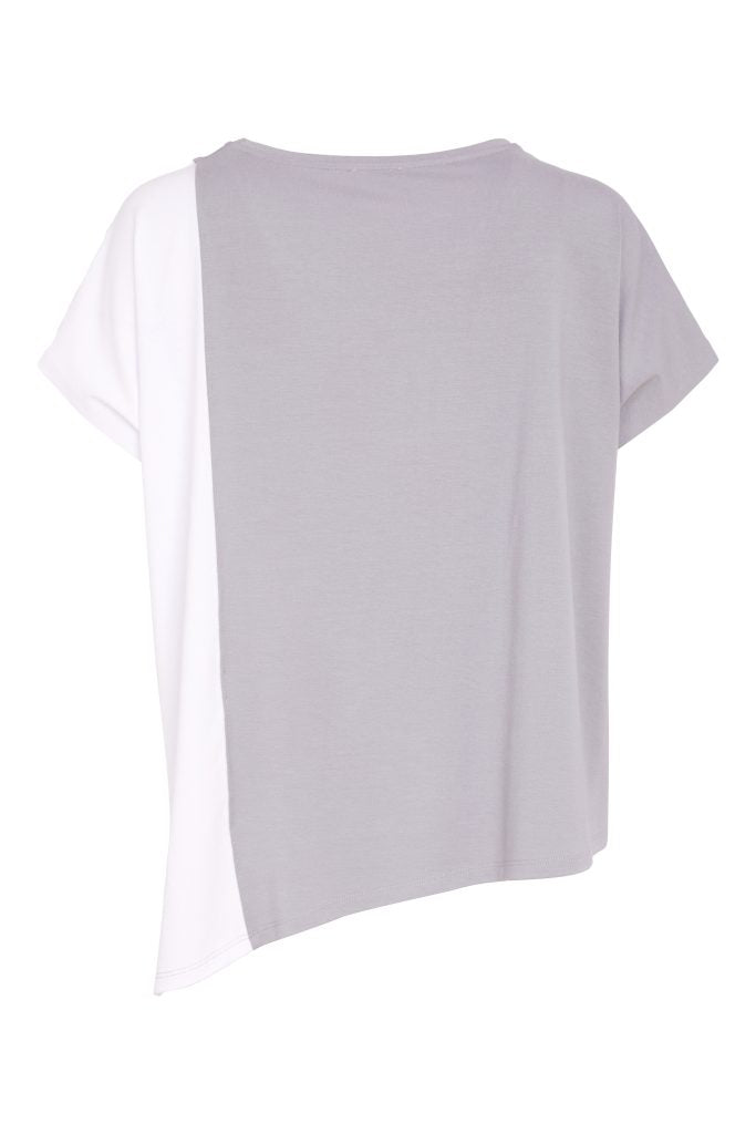 Naya Placement Print Top With Angle Hem Dove