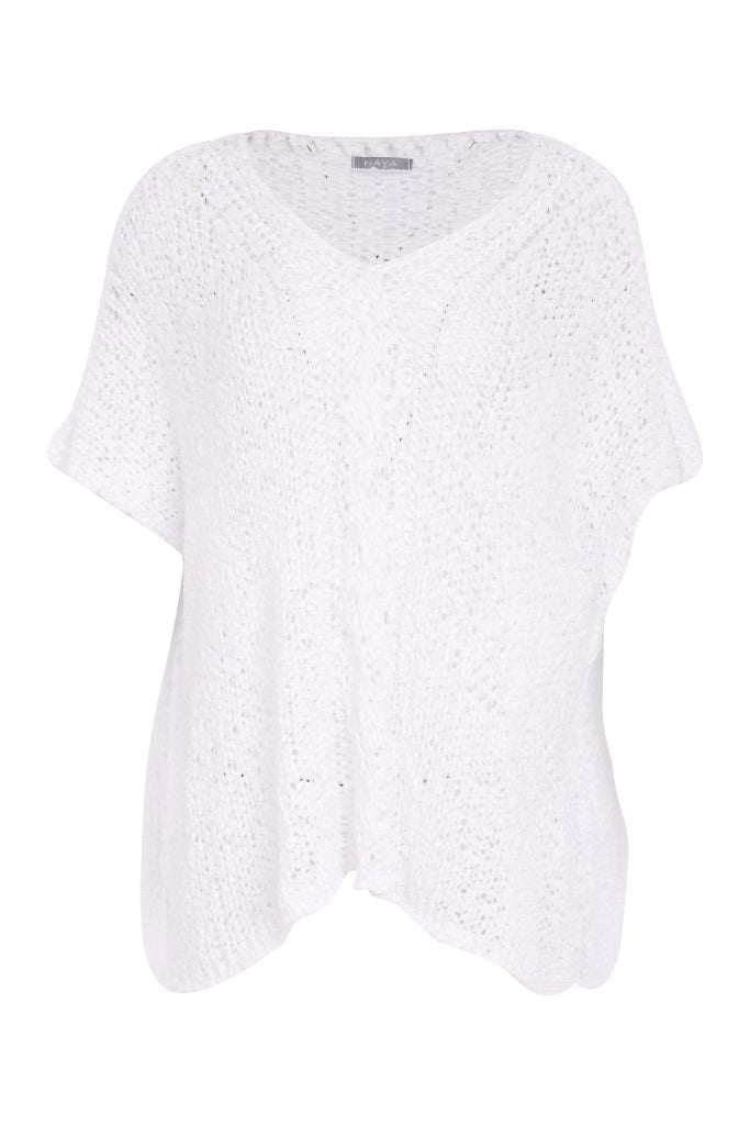 Naya Vee Neck Waffle Effect Knit White