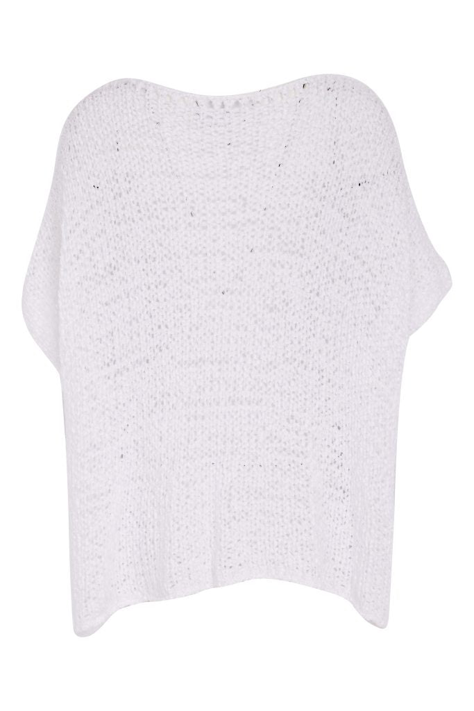 Naya Vee Neck Waffle Effect Knit White