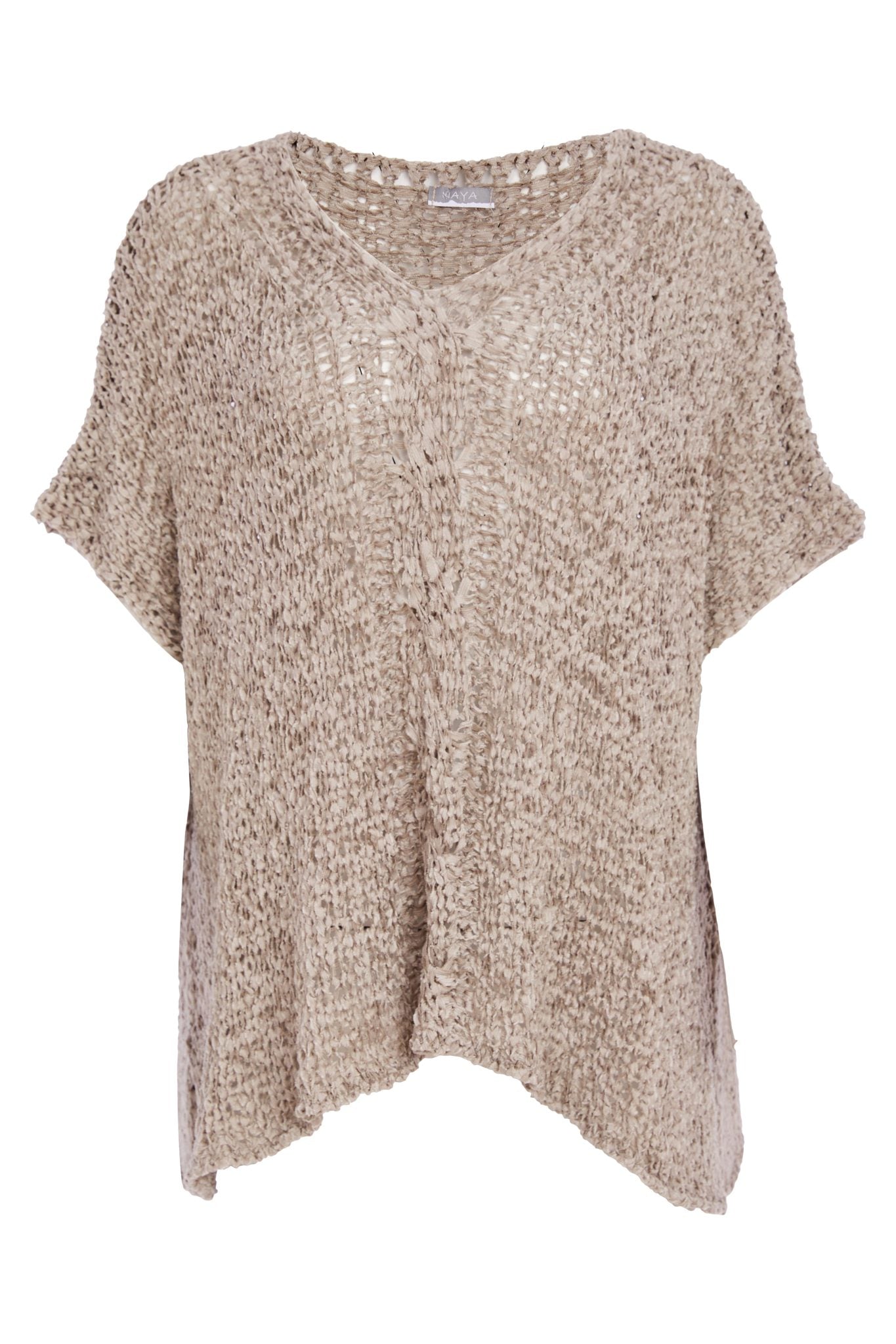 Naya Vee Neck Waffle Effect Knit Taupe