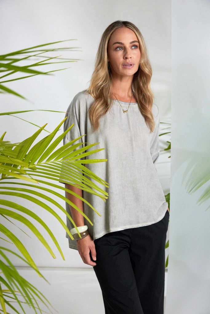 Naya Faded Washed Effect Round Neck Top