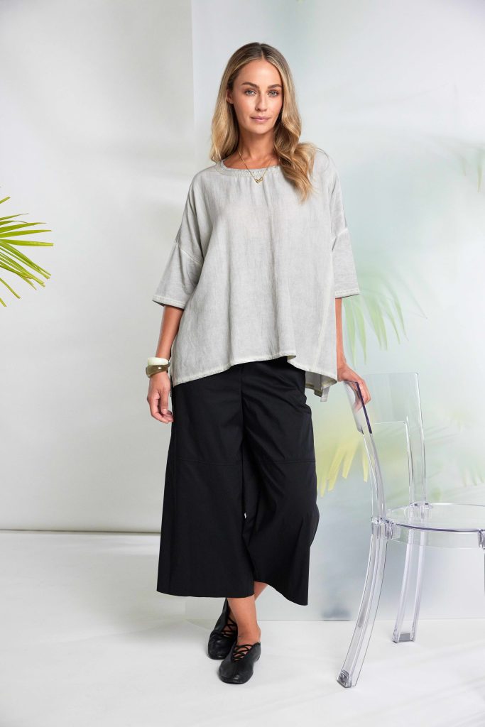Naya Faded Washed Effect Round Neck Top