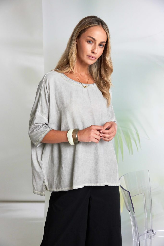 Naya Faded Washed Effect Round Neck Top