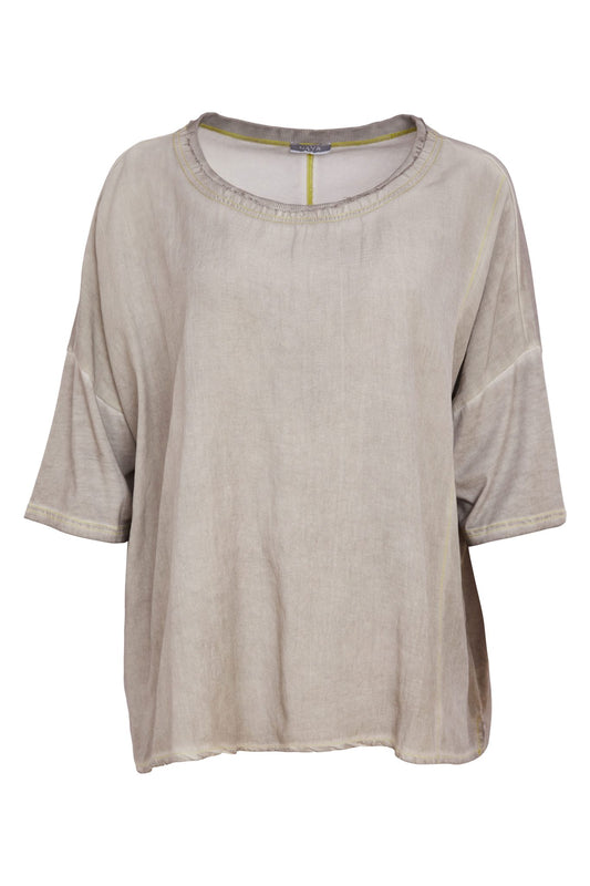 Naya Faded Washed Effect Round Neck Top
