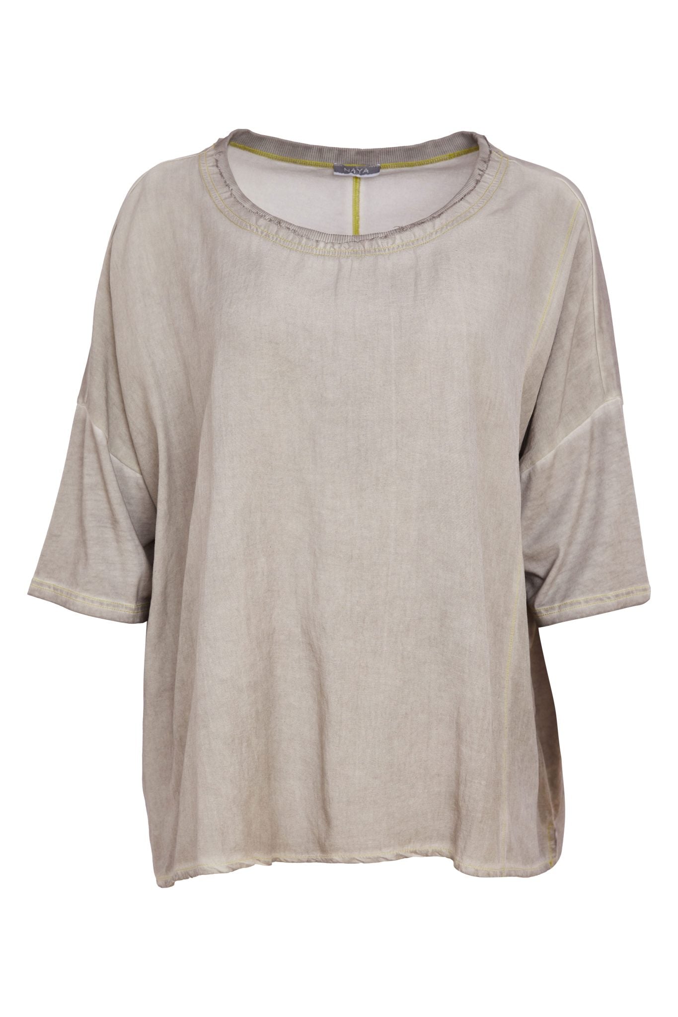 Naya Faded Washed Effect Round Neck Top