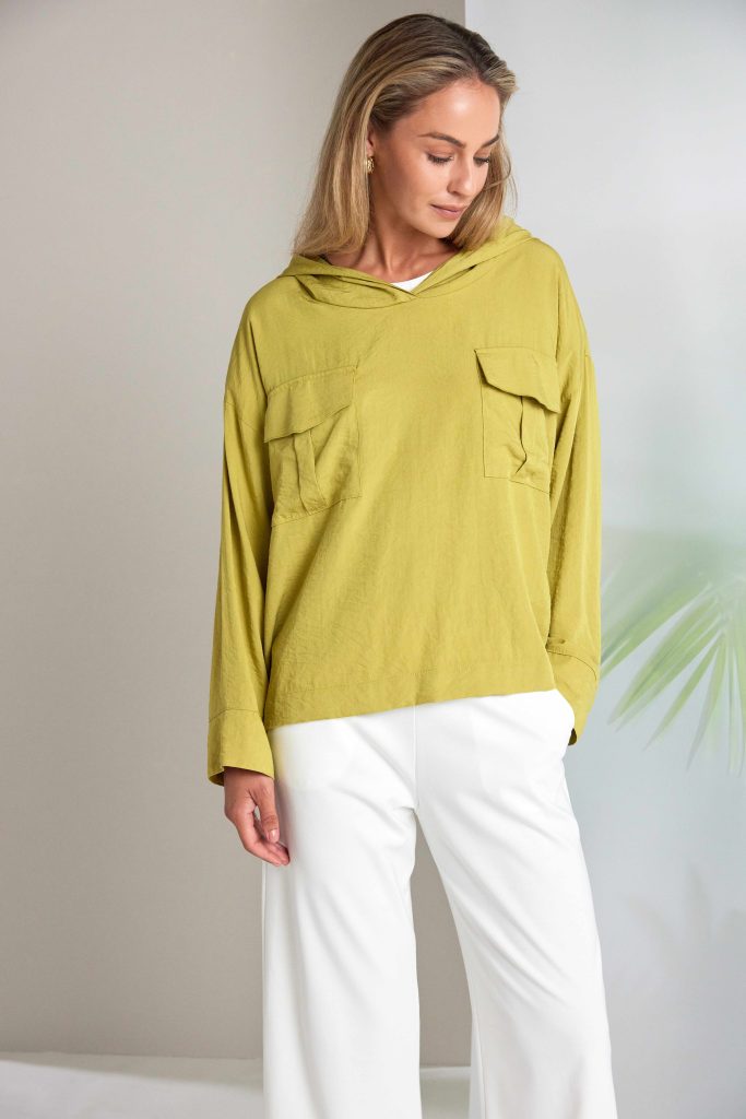 Naya Hooded Soft Top With Front Pocket Detail Oasis