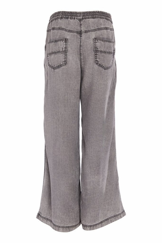 Naya Wide Leg Tencel Pull Up Trouser Granite