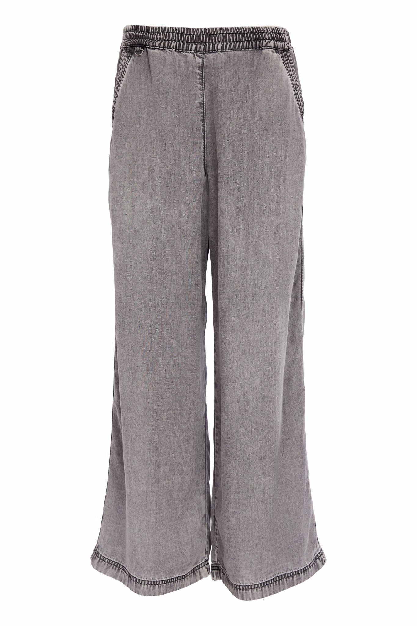 Naya Wide Leg Tencel Pull Up Trouser Granite