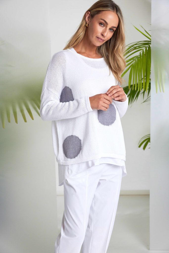 Naya Spot Print Round Neck Organic Knit Dove