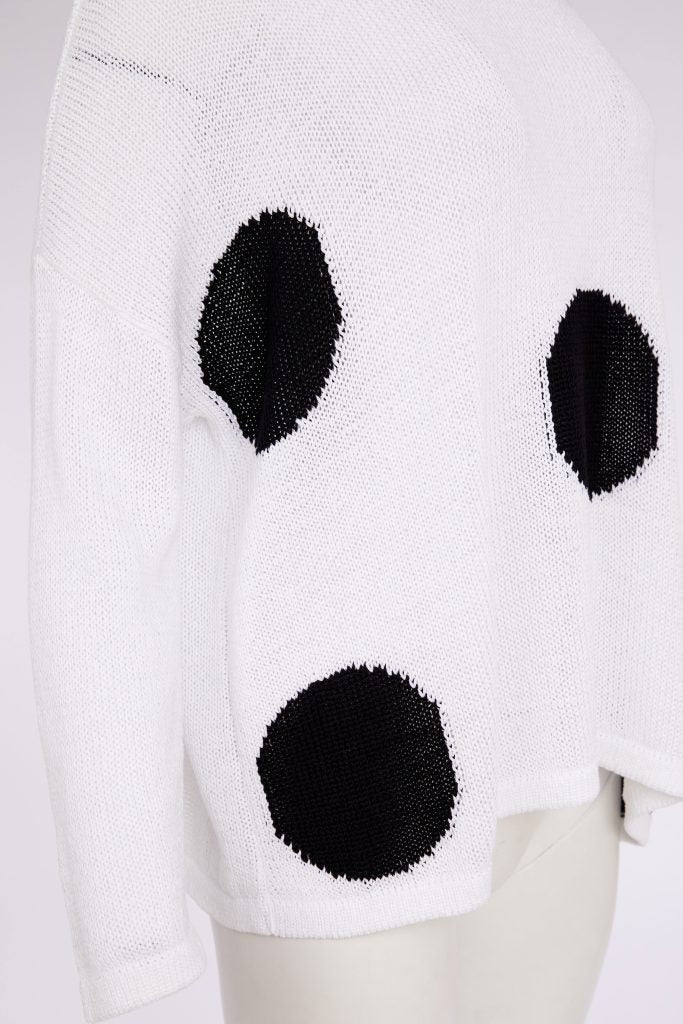 Naya Spot Print Round Neck Organic Knit Black