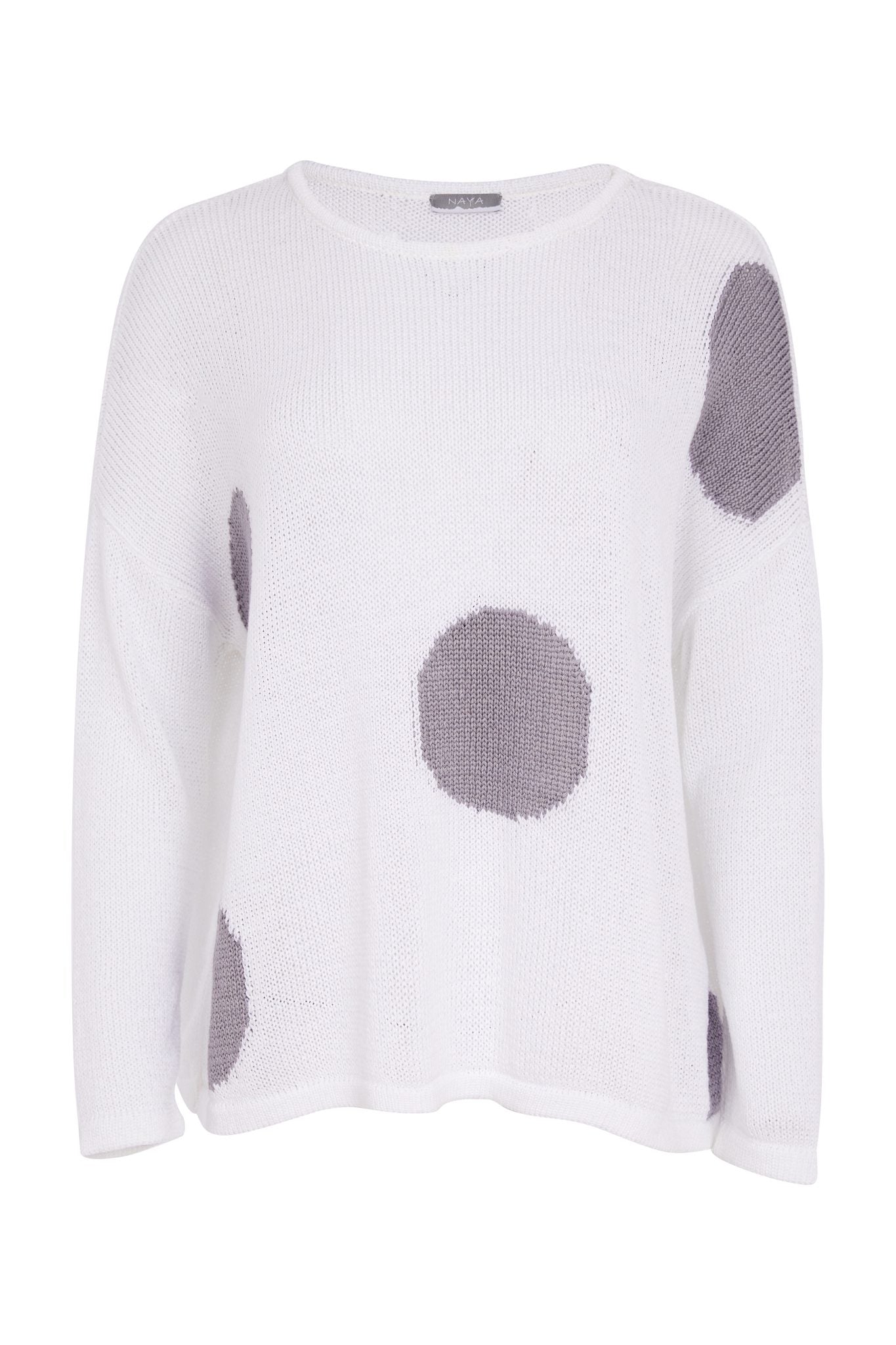 Naya Spot Print Round Neck Organic Knit Dove