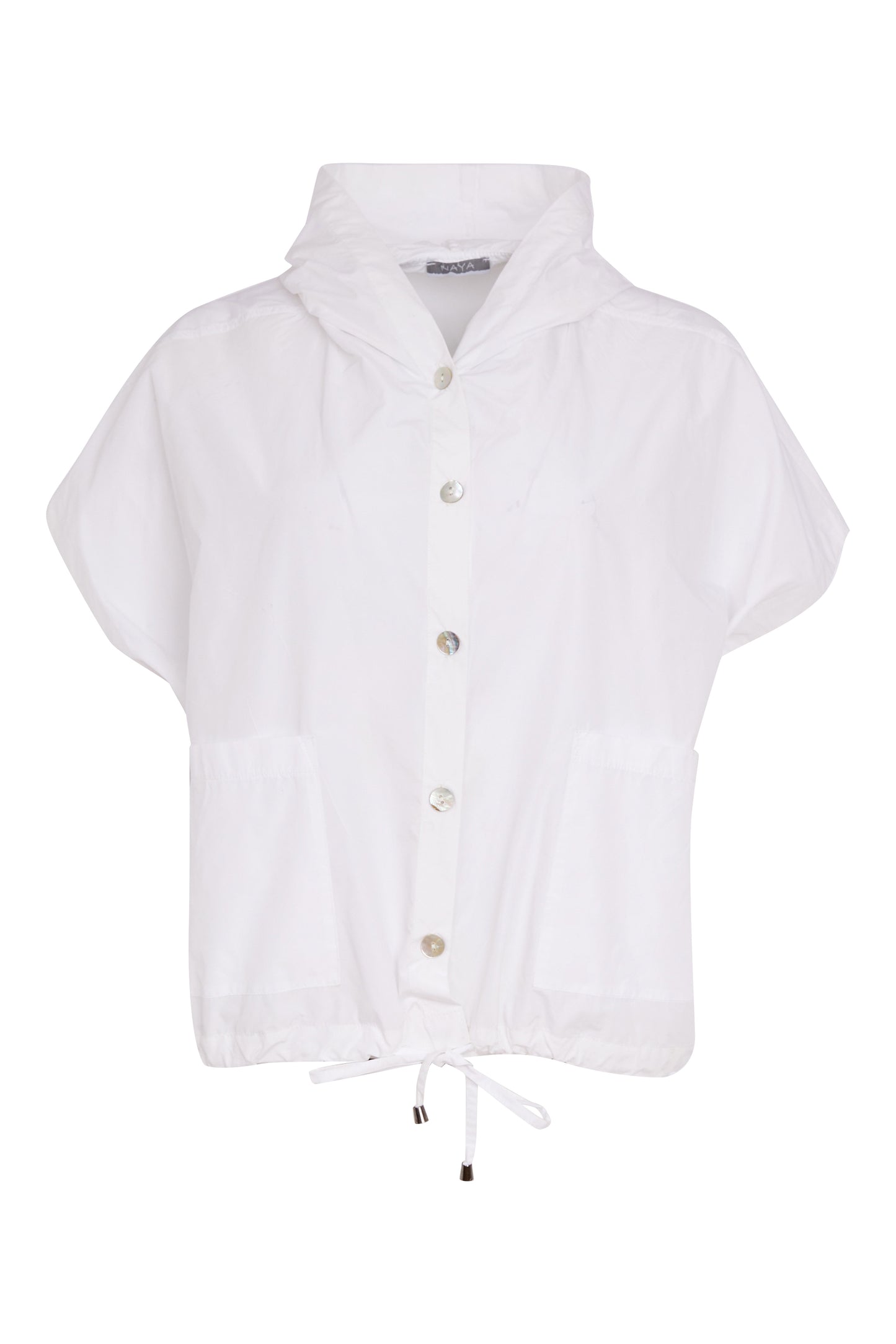 Naya Hooded Top With Drawstring Hem And Pockets White