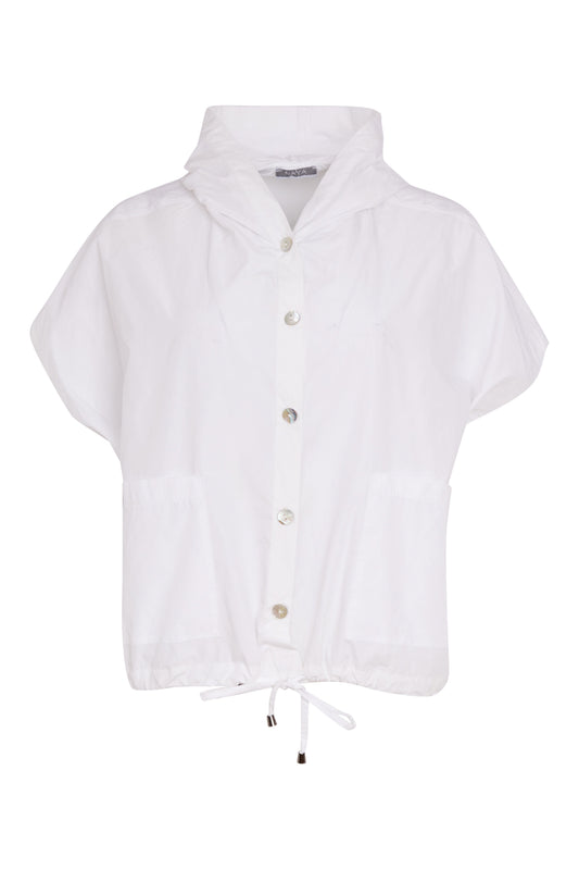 Naya Hooded Top With Drawstring Hem And Pockets White
