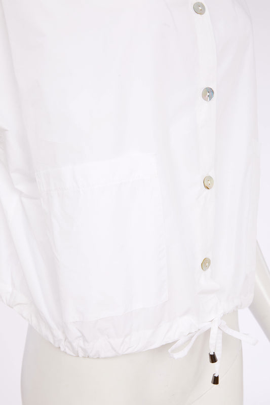 Naya Hooded Top With Drawstring Hem And Pockets White
