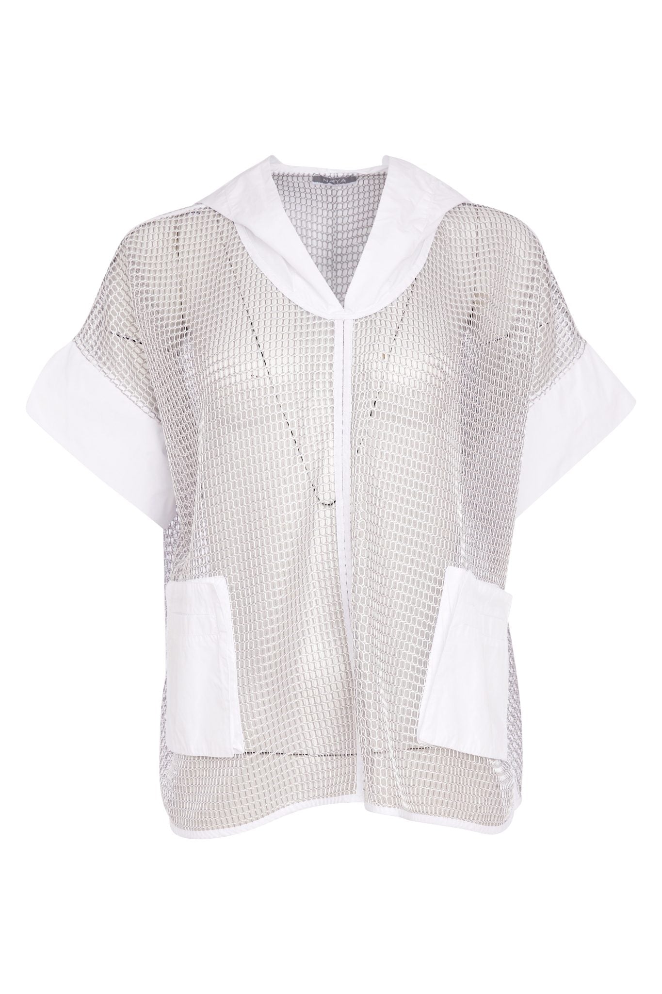 Naya Mesh Top With Contrast Pocket And Cuff