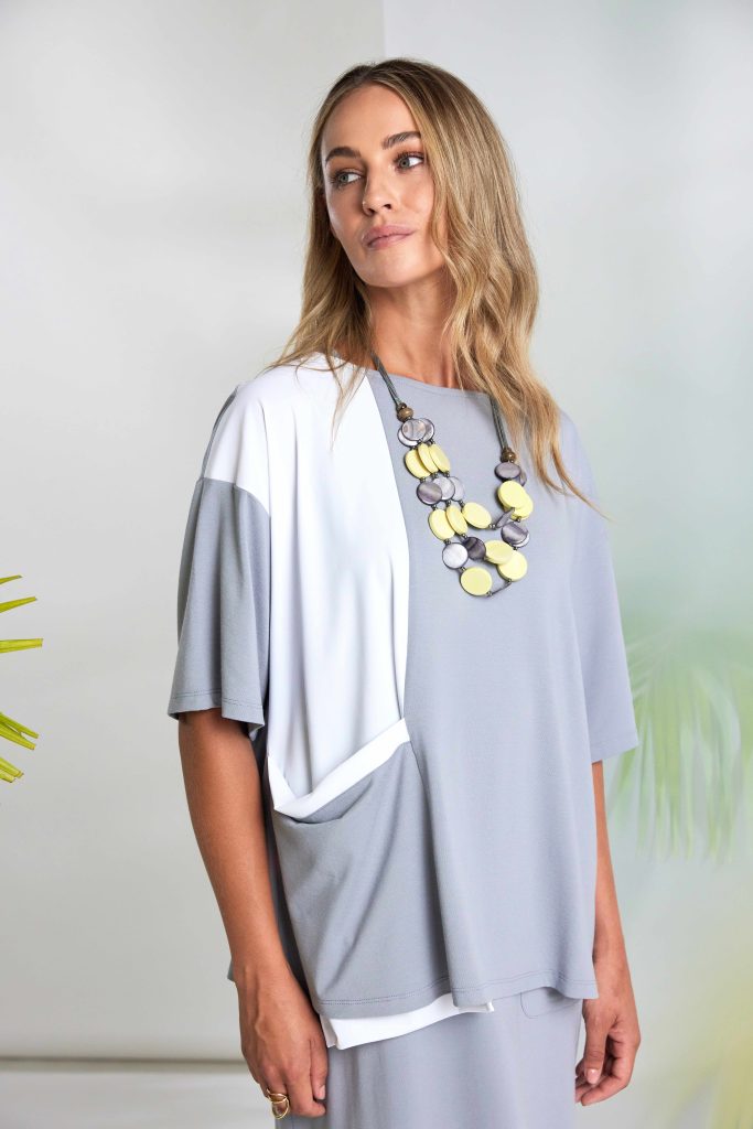 Naya Panel Round Neck Top Dove