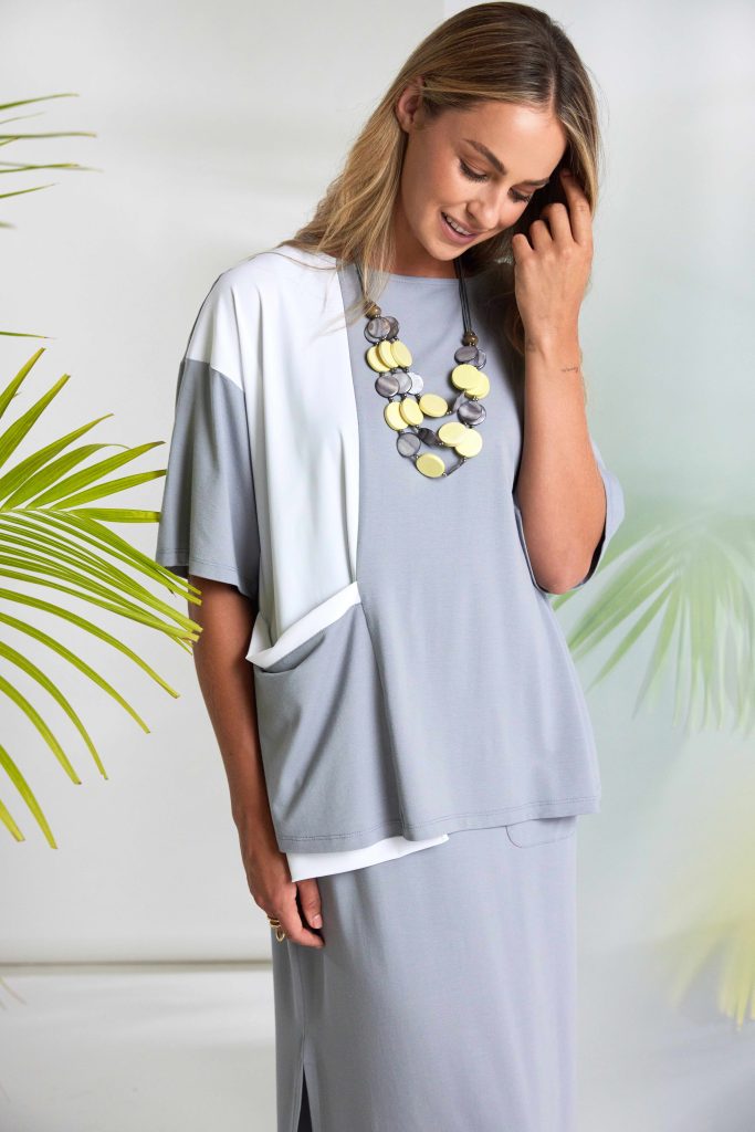 Naya Panel Round Neck Top Dove