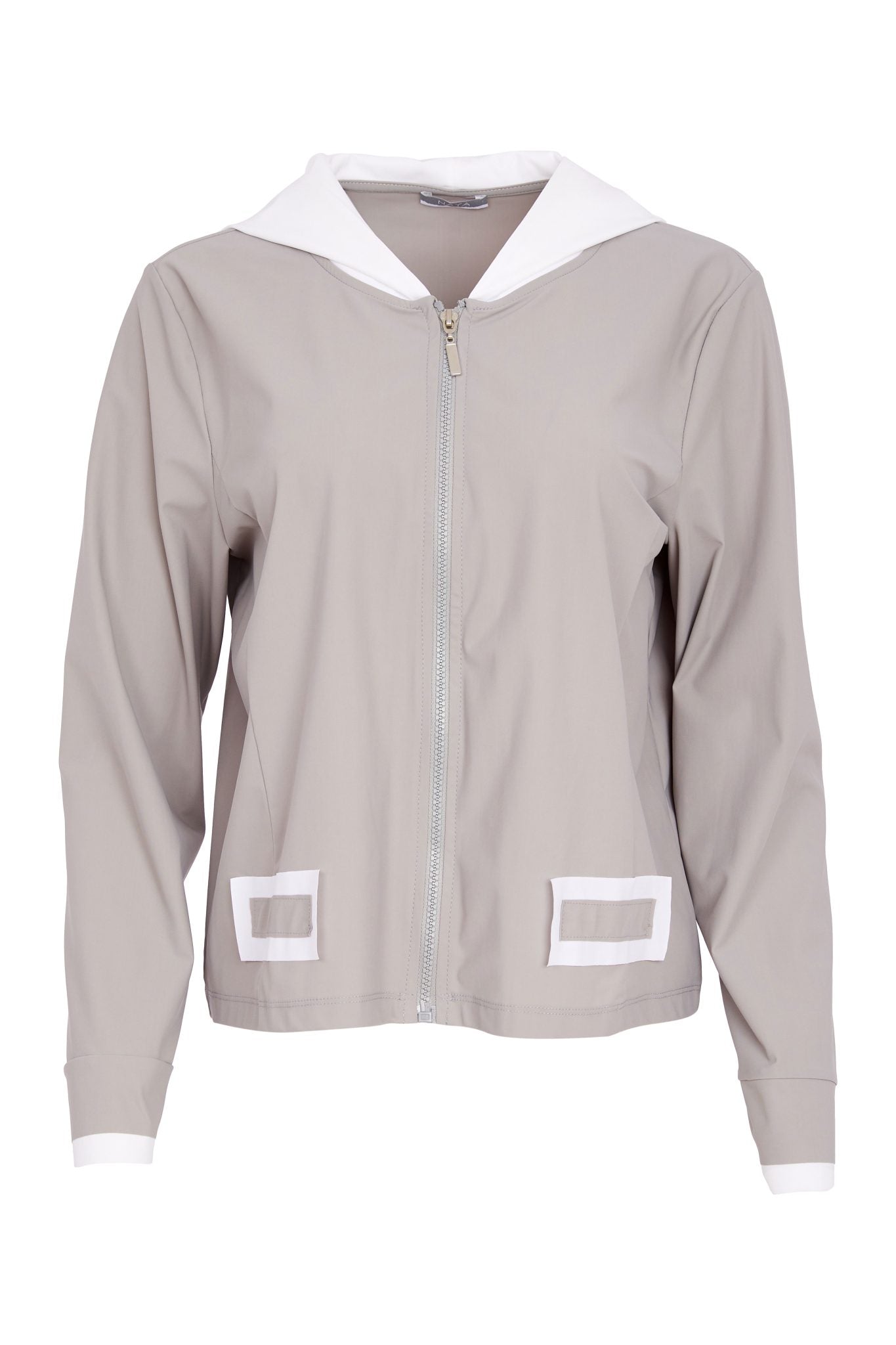 Naya Short Jacket With Contrast Hood Taupe