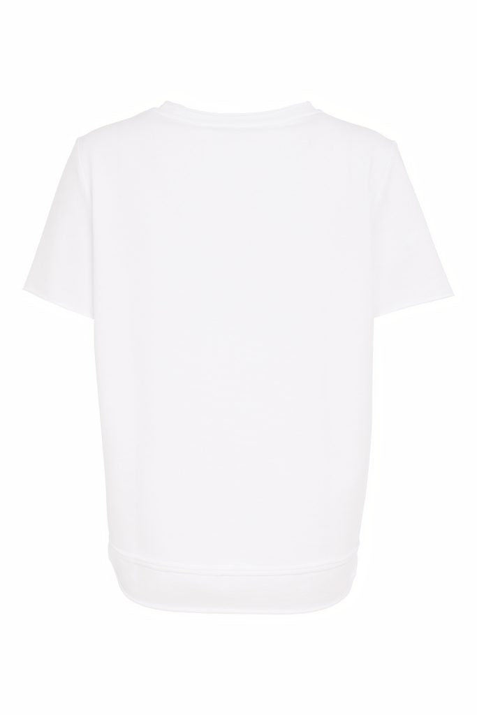 Naya Short Sleeve Tee Shirt With Raw Seam White