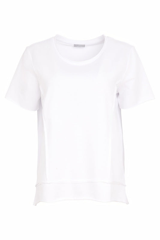 Naya Short Sleeve Tee Shirt With Raw Seam White