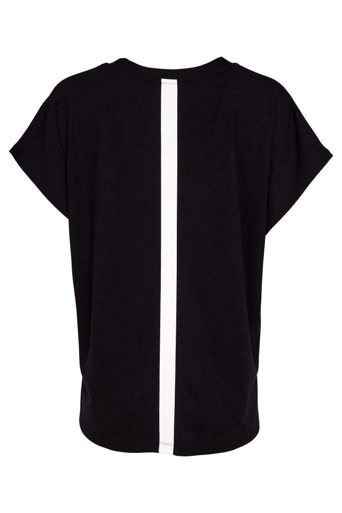 Naya Vee Neck Top With Contrast Colour Black