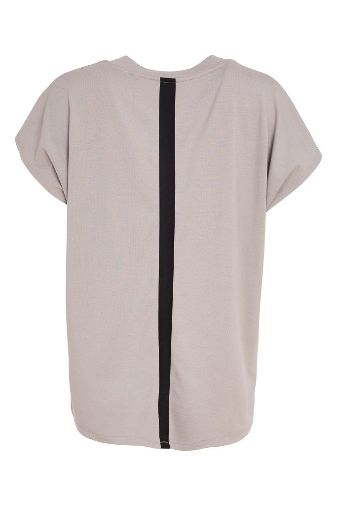 Naya Vee Neck Top With Contrast Colour Taupe