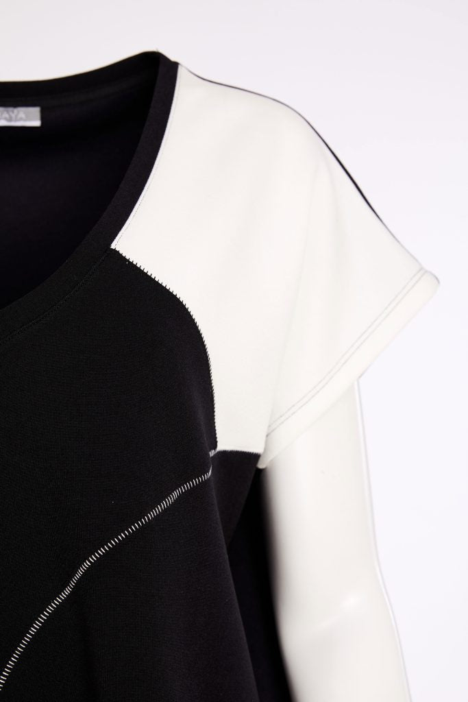 Naya Vee Neck Top With Contrast Shoulder Panel