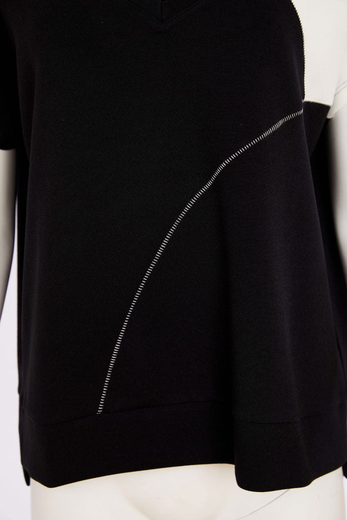 Naya Vee Neck Top With Contrast Shoulder Panel