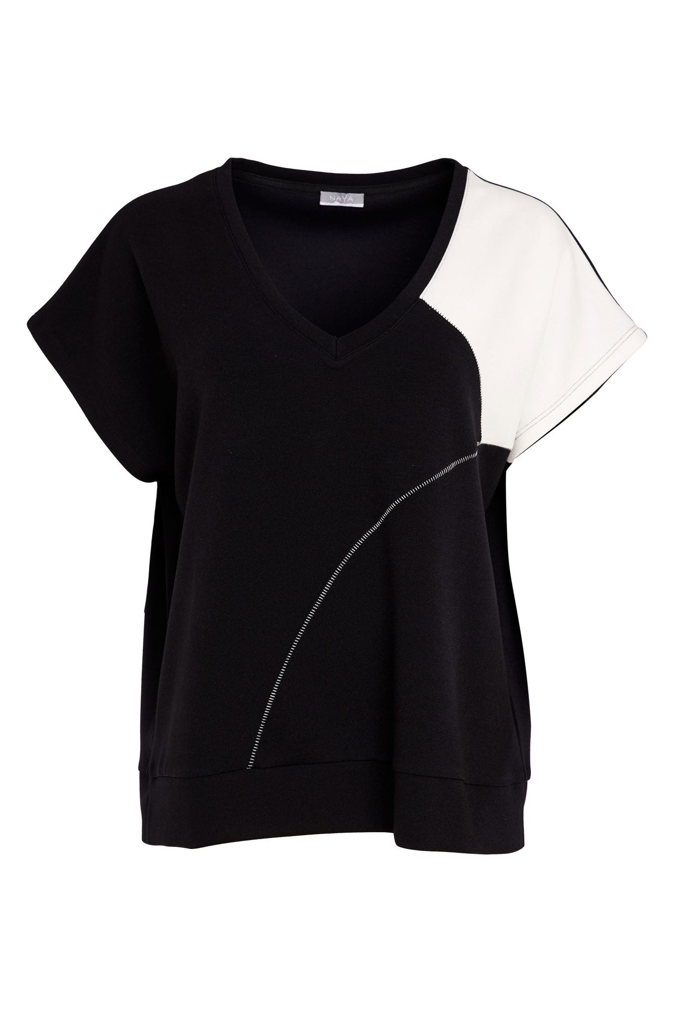 Naya Vee Neck Top With Contrast Shoulder Panel