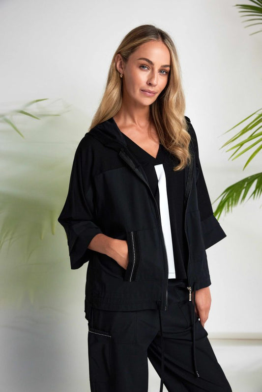 Naya Vee Neck Top With Contrast Colour Black