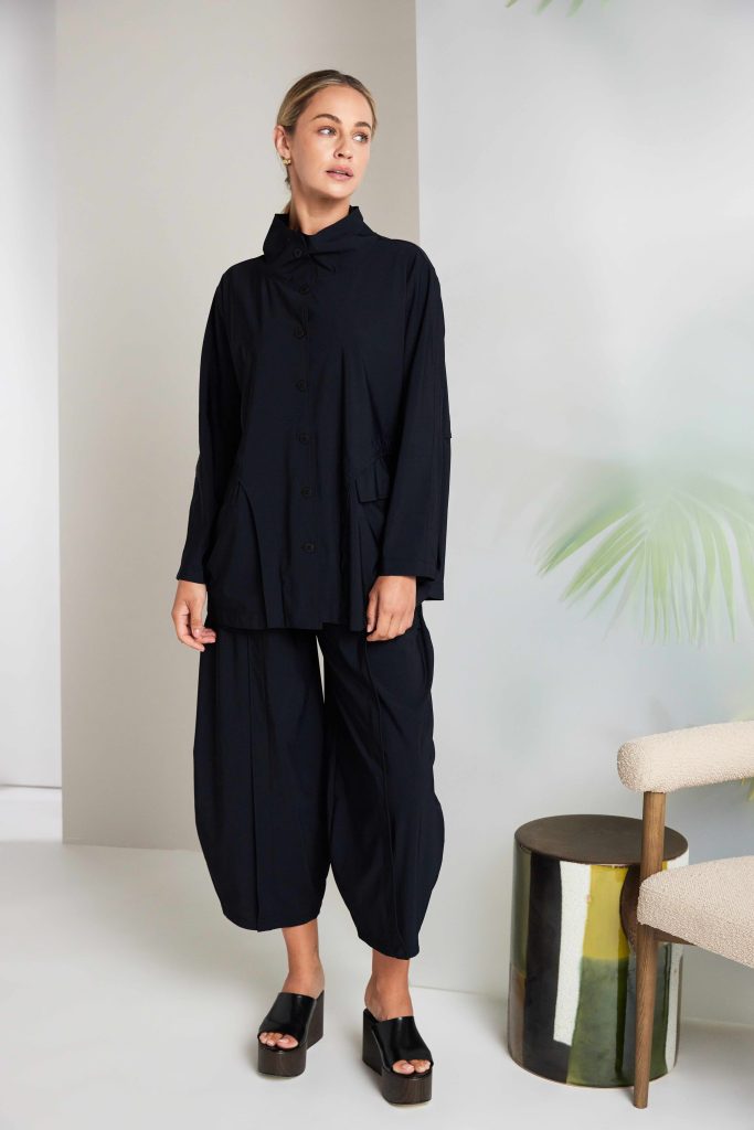 Naya Balloon Shape Trouser With Curve Panel Black