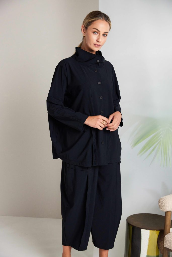 Naya Balloon Shape Trouser With Curve Panel Black