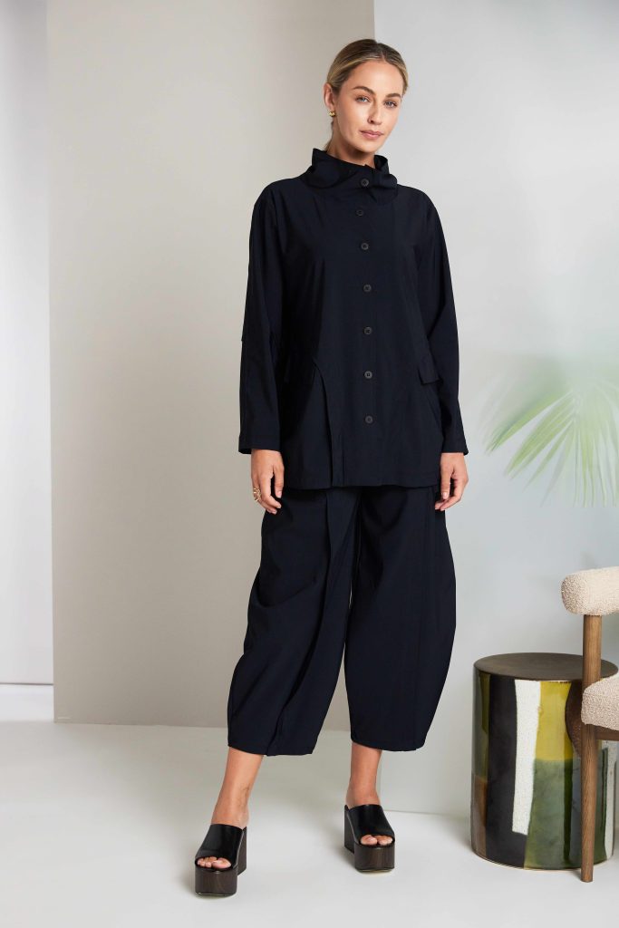 Naya Balloon Shape Trouser With Curve Panel Black