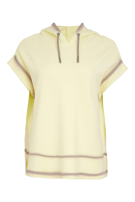 Naya Short Sleeve Spray Painted Hooded Top Lemon