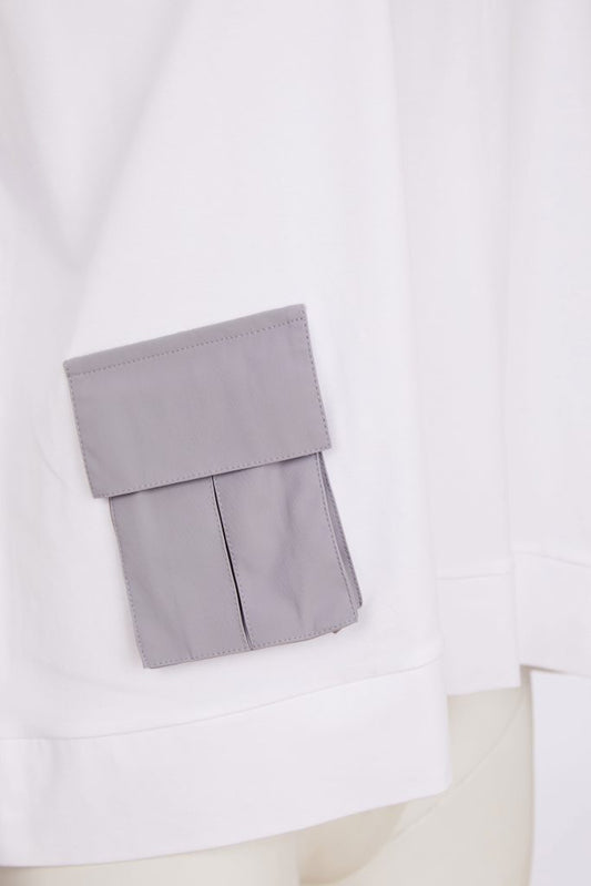 Naya Round Neck Top With Contrast Pocket Dove