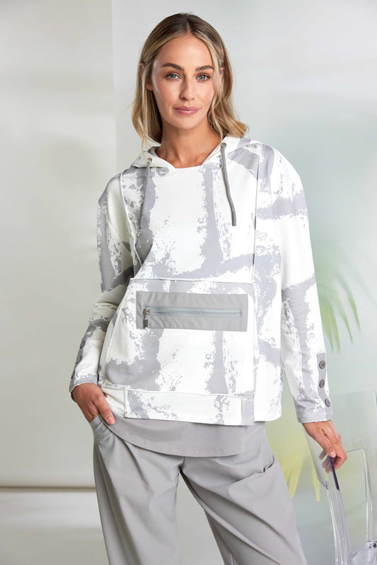 Naya Graphic Print Hooded Top With Zip Pocket