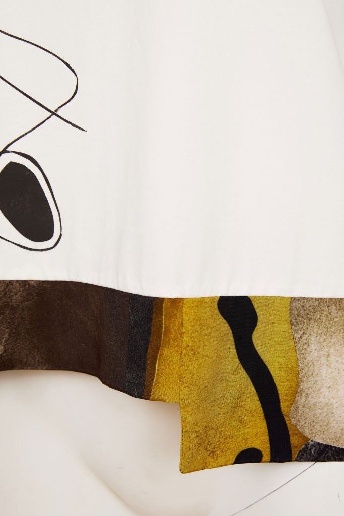 Naya Placement Print Top With Contrast Print Cuff