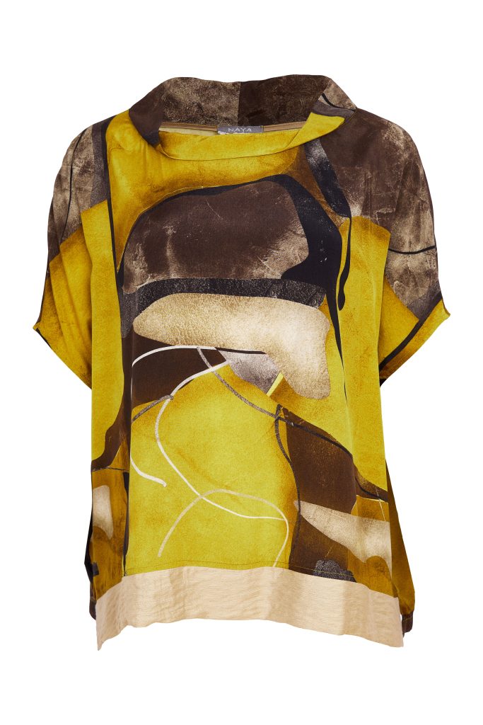 Naya High Neck Square Shape Print Top