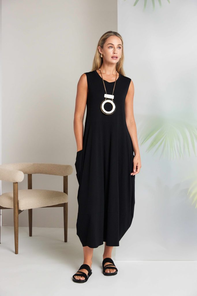 Naya Round Neck Sleeveless Dress With Side Pockets