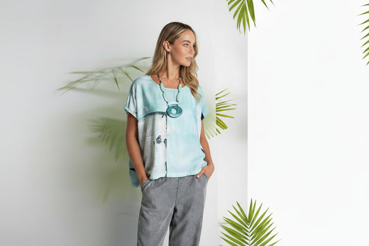 Naya Square Shape Faded Print Top