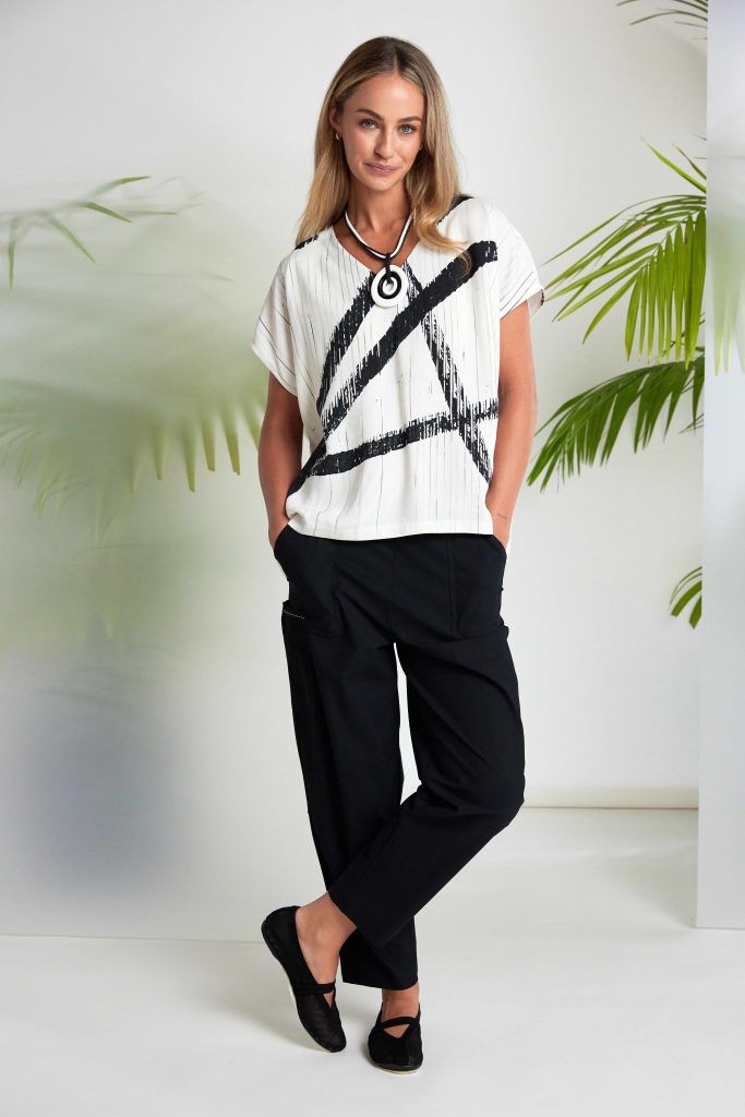 Naya Wide Patch Pocket and Seam Trousers Black