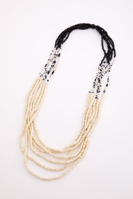 Naya Two Tone Multi String Bead Necklace Cream