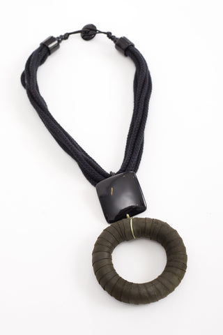 Naya Color Leather Ring Necklace